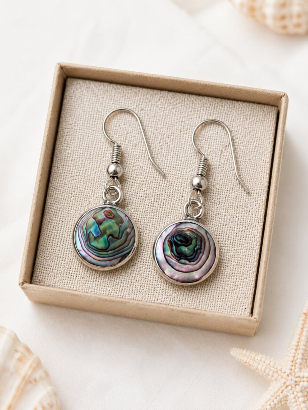 Vintage Mexico Abalone Shell Drop Earrings | Artisan Coastal Jewelry